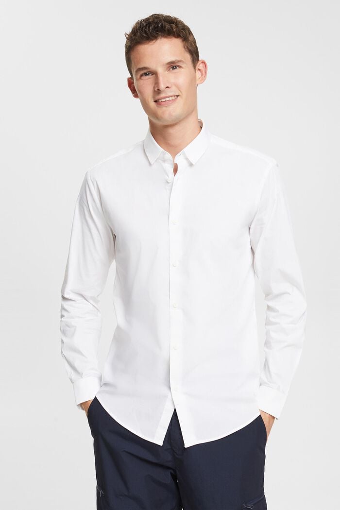 Camicia slim fit, WHITE, overview