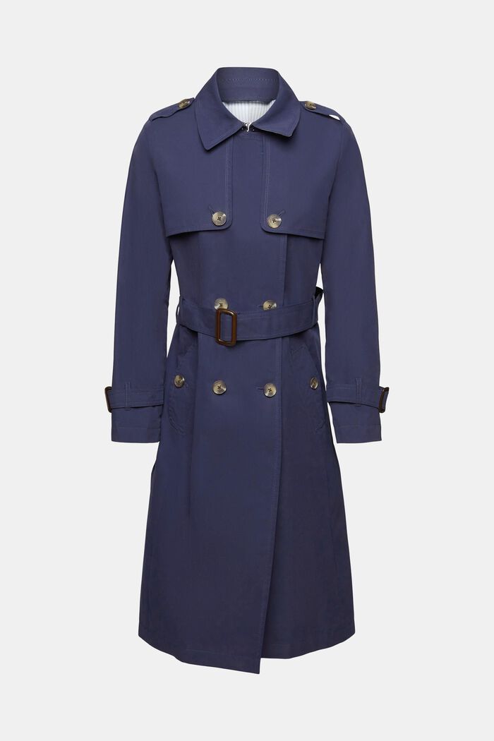 Trench a doppiopetto con cintura, NAVY, detail image number 6