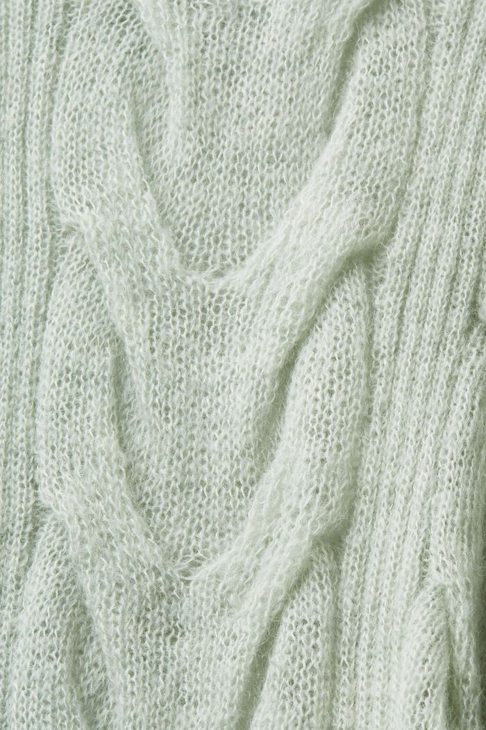 Pullover in maglia intrecciata a dolcevita, LIGHT AQUA GREEN, detail image number 6