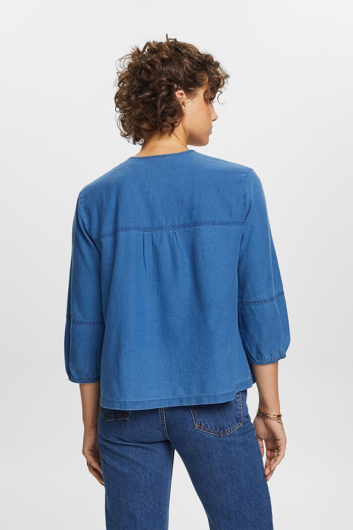 Blusa in twill di cotone, NAVY, detail image number 3