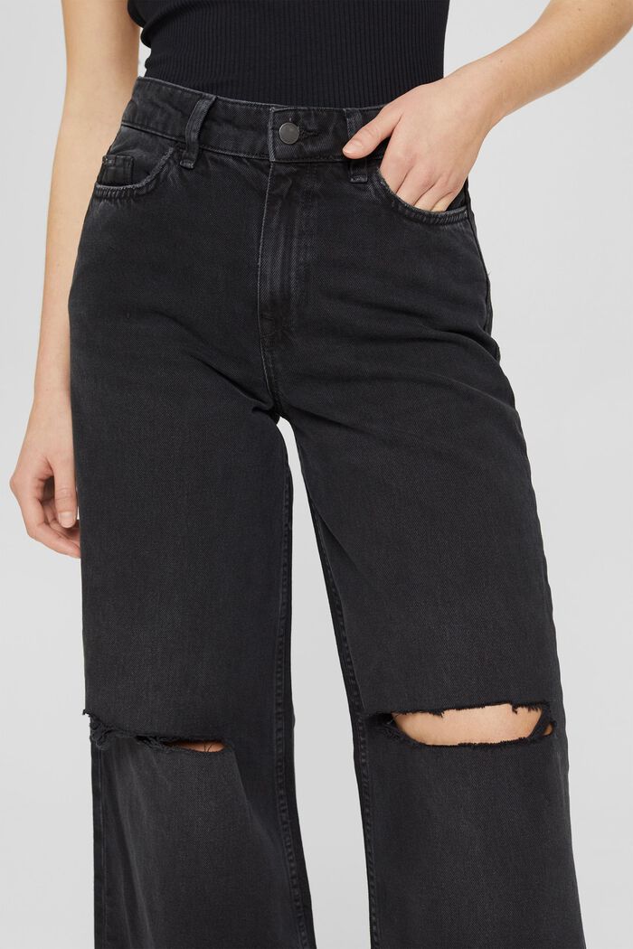 Jeans rovinati con gamba ampia, BLACK DARK WASHED, detail image number 2
