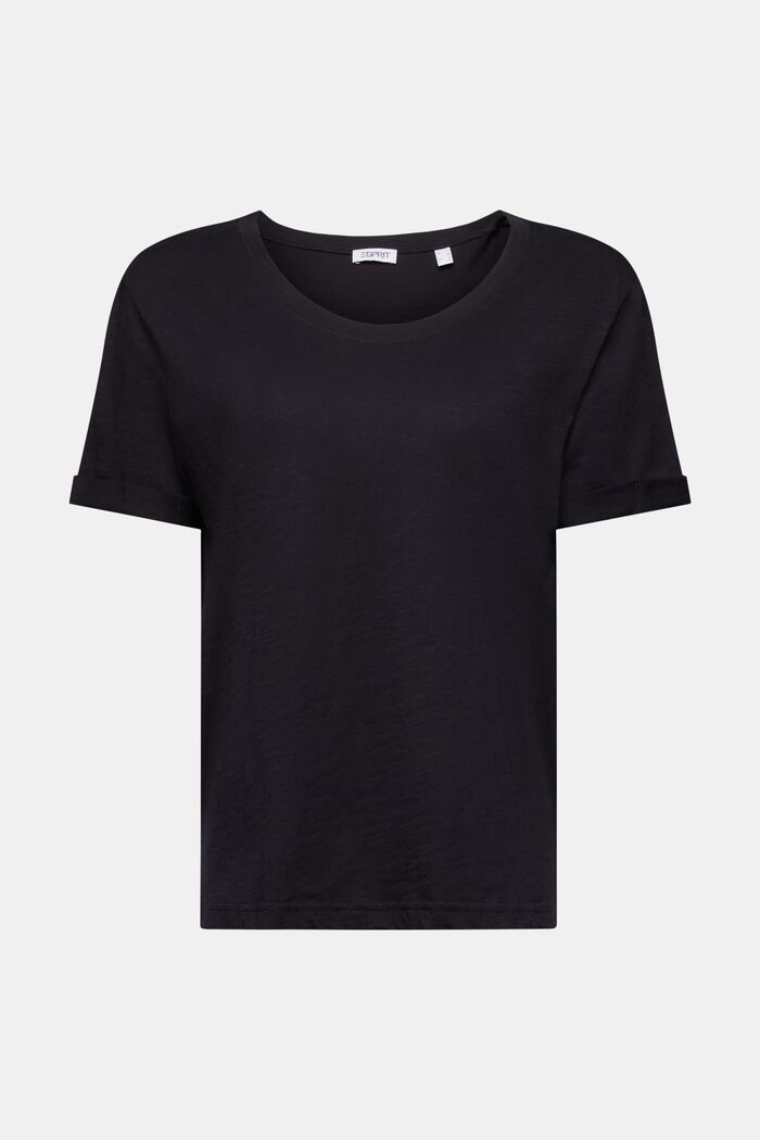 T-shirt fiammata con scollo ampio, BLACK, detail image number 6