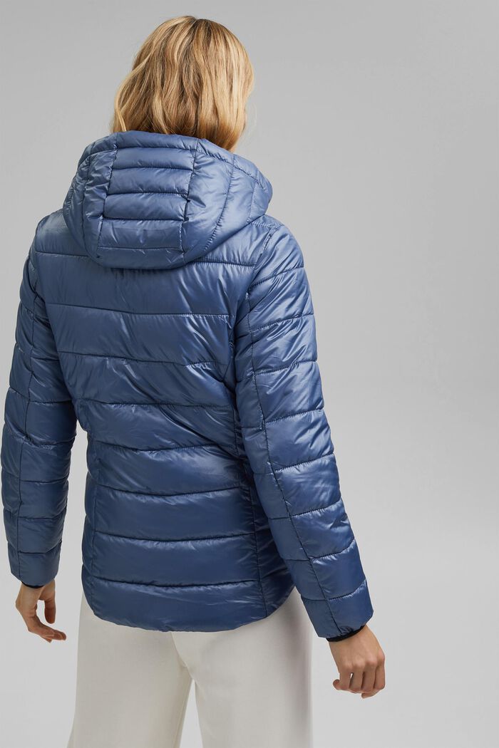 In materiale riciclato: giacca trapuntata con cappuccio rimovibile, GREY BLUE, detail image number 3