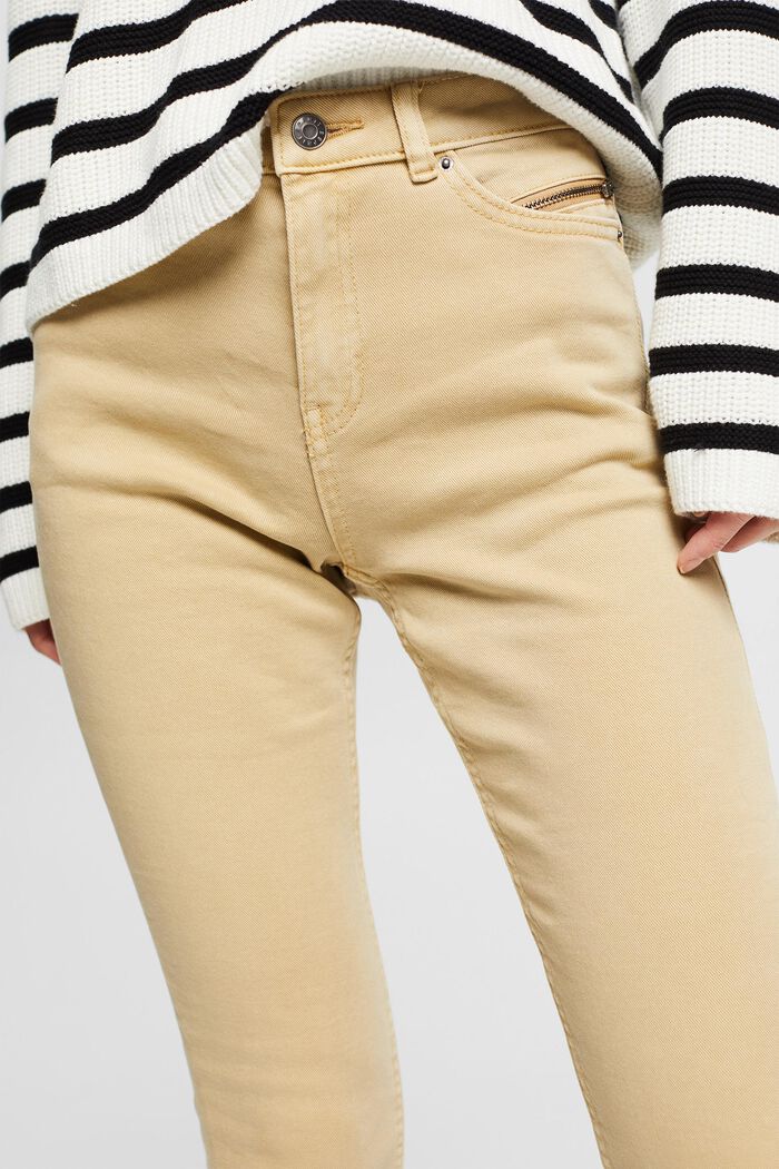 Pantaloni stretch con dettaglio con zip, SAND, detail image number 0