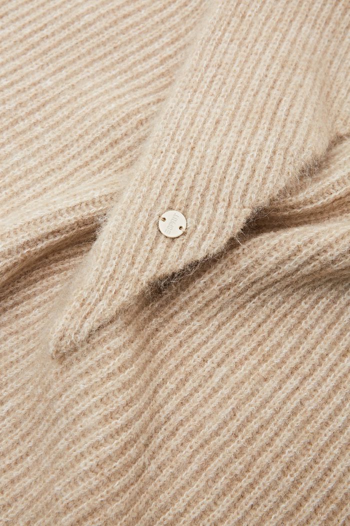Sciarpa triangolare in maglia a coste, BEIGE, detail image number 1