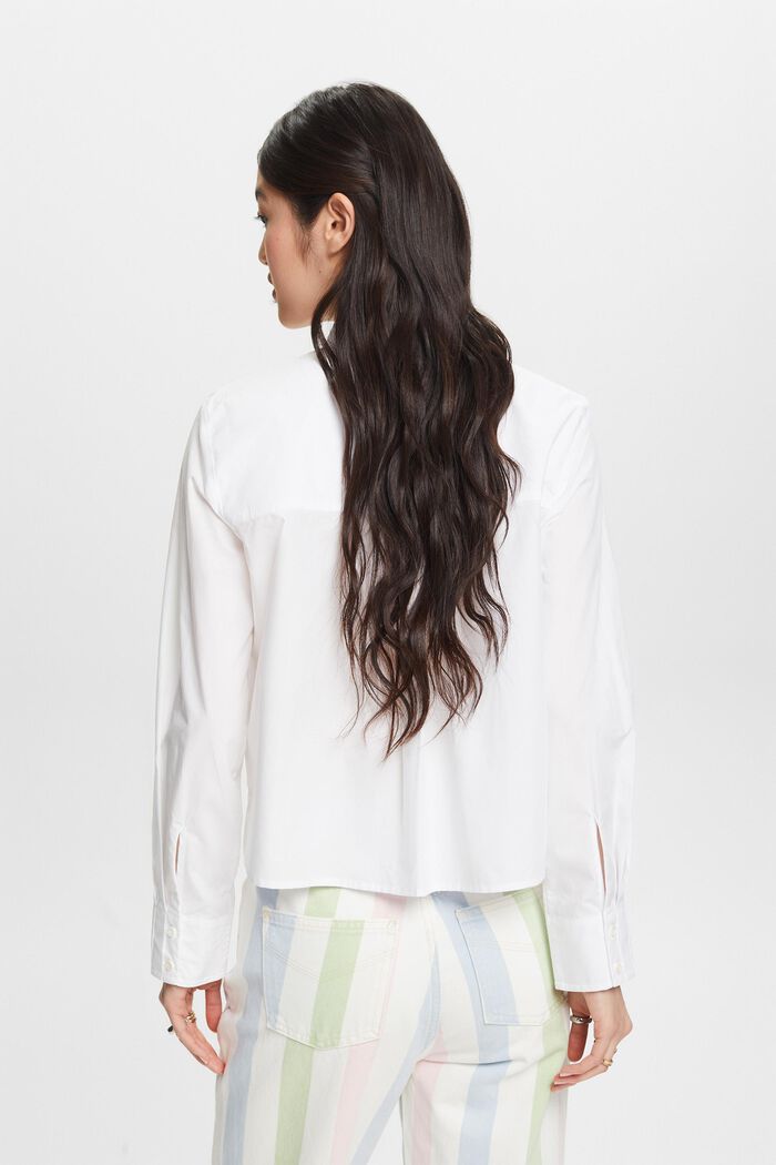 Blusa cropped in popeline, WHITE, detail image number 2