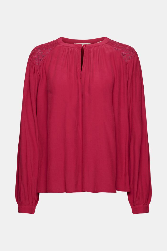 Blusa con dettagli in pizzo, CHERRY RED, detail image number 6