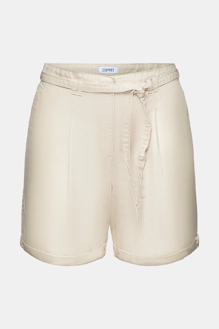 Shorts in twill con cintura, CREAM BEIGE, detail image number 6
