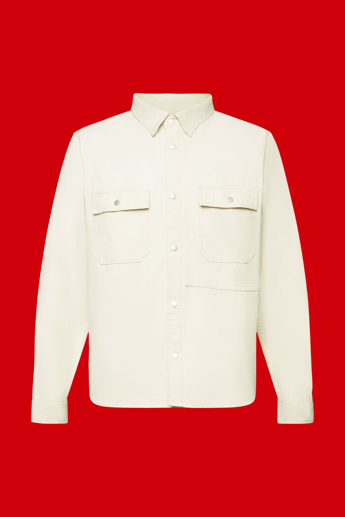 Overshirt in twill, 100% cotone, BEIGE, detail image number 7