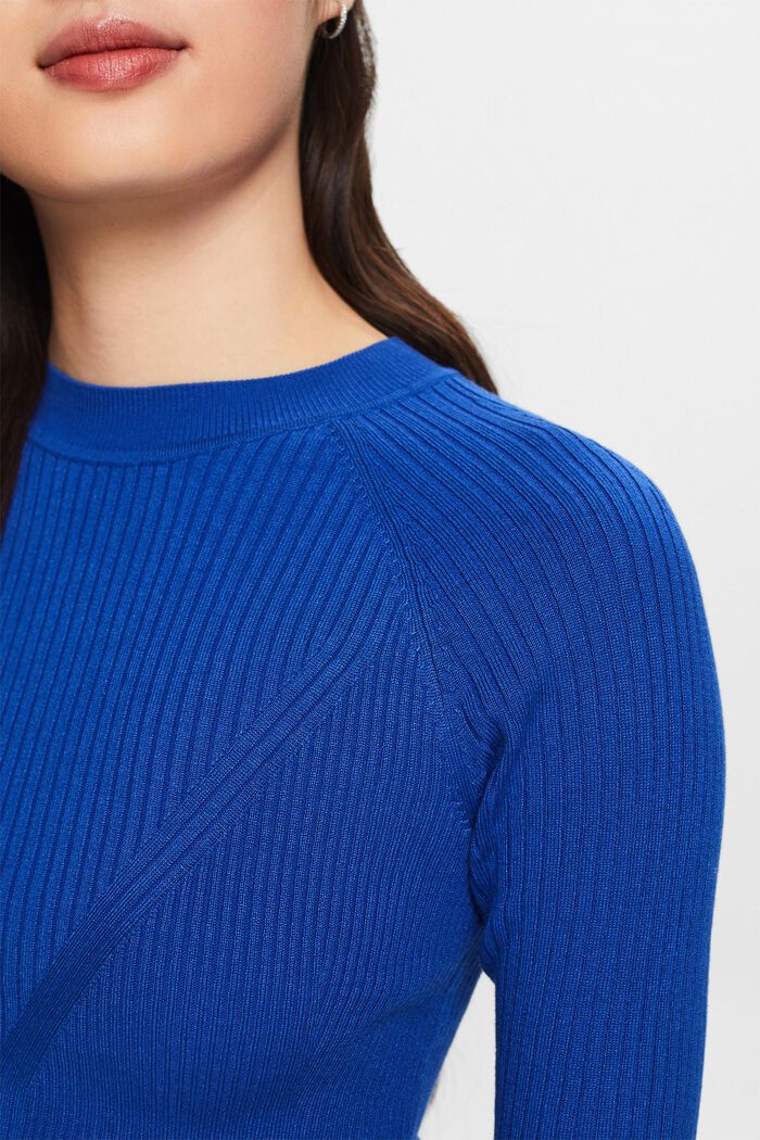 Pullover a coste a manica corta, BRIGHT BLUE, detail image number 3