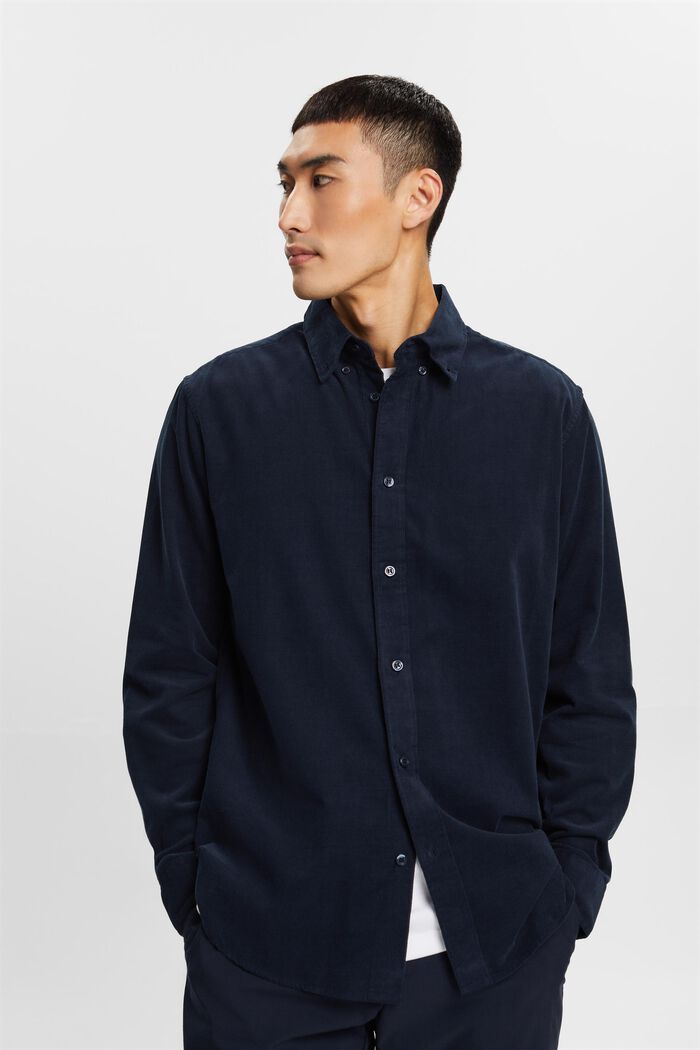 Camicia di velluto, 100% cotone, PETROL BLUE, detail image number 0