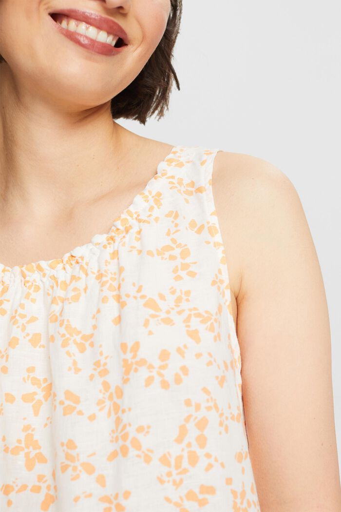 Blusa smanicata con stampa, OFF WHITE, detail image number 3
