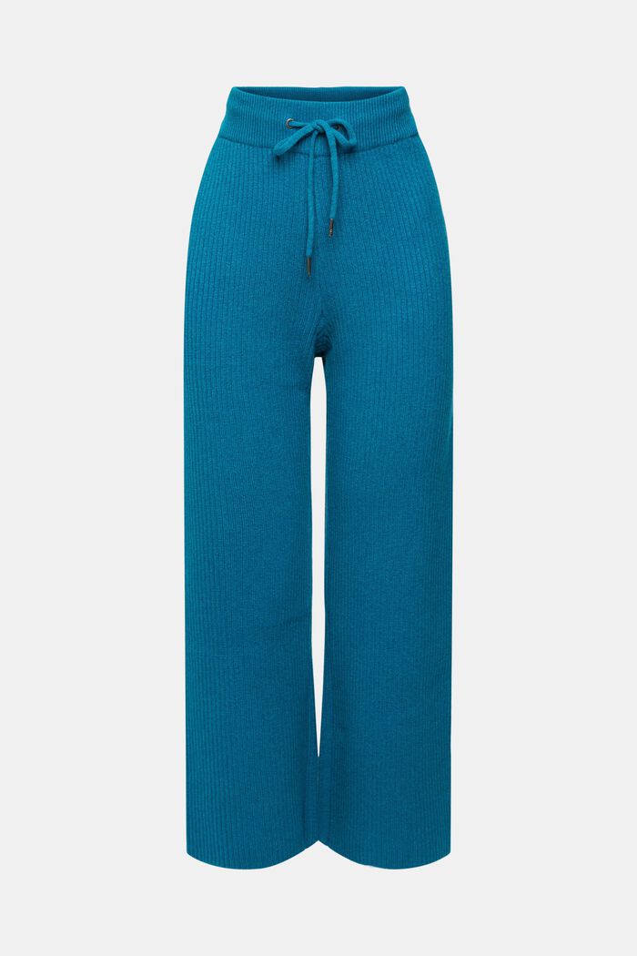 Pantaloni in maglia a coste di misto lana