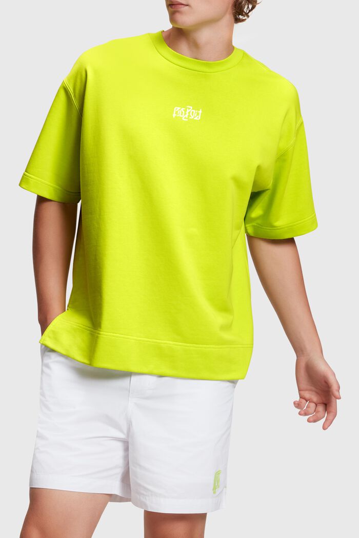 Felpa fluo con stampa relaxed fit, LIME YELLOW, detail image number 0