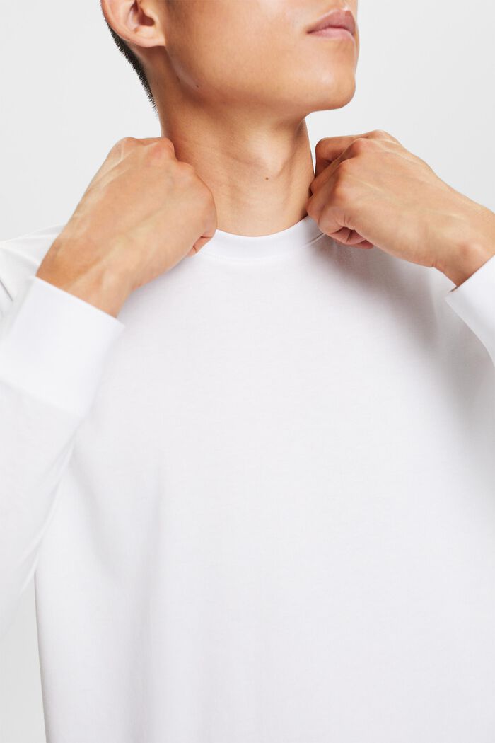Maglia a maniche lunghe in jersey, 100% cotone, WHITE, detail image number 2