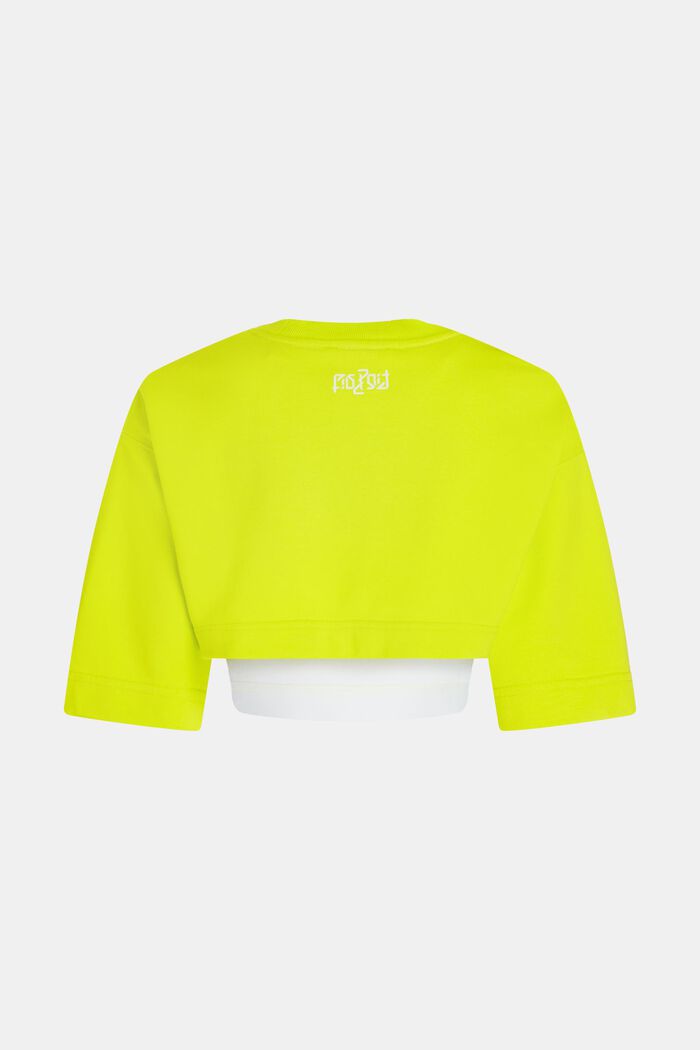 Set in felpa cropped 2 in 1 fluo con logo, LIME YELLOW, detail image number 7