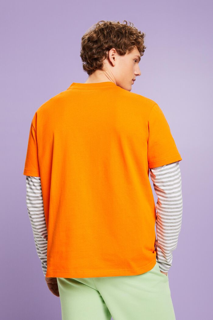 T-shirt unisex in jersey di cotone con logo, CORAL ORANGE, detail image number 3