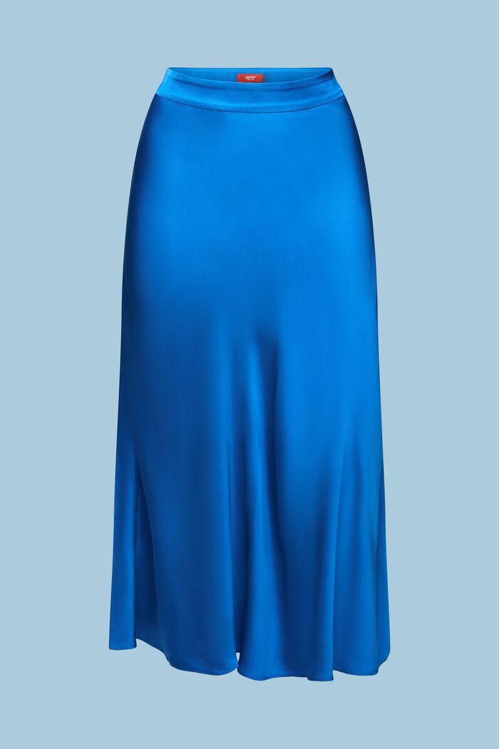 Gonna midi in raso, BRIGHT BLUE, detail image number 5