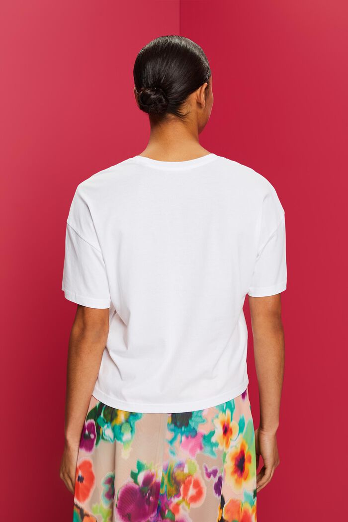 T-shirt oversize cropped, 100% cotone, WHITE, detail image number 3