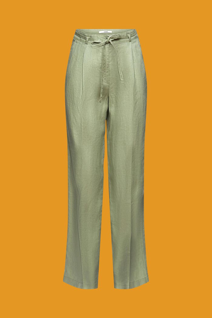 Pantaloni in lino a gamba larga, LIGHT KHAKI, detail image number 6