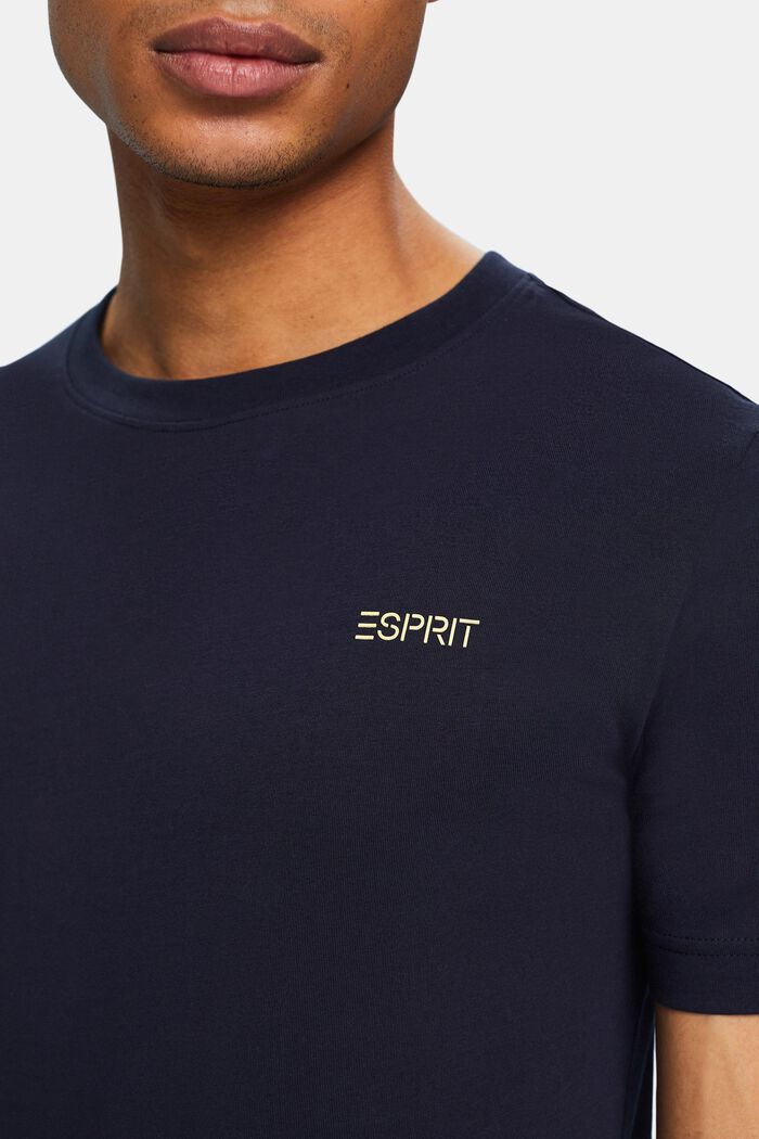 T-shirt in jersey di cotone con logo, NAVY, detail image number 3