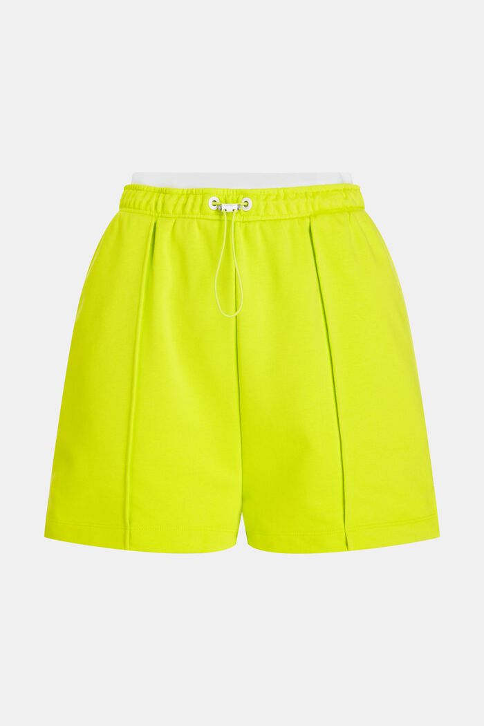 Pantaloncini relaxed in felpa con doppia cintura, LIME YELLOW, detail image number 4