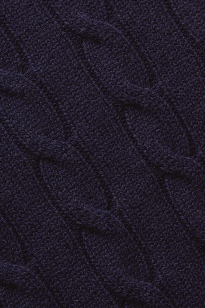 Pullover in maglia intrecciata con scollo a V, NAVY, detail image number 4