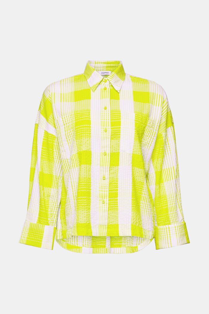 Camicia con bottoni in seersucker stampato, YELLOW, detail image number 5