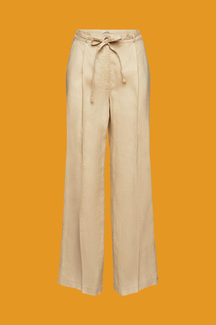Pantaloni in lino a gamba larga, SAND, detail image number 7