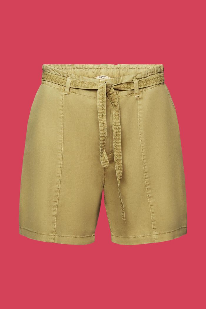 Pantaloncini con cintura da annodare, misto lino, PISTACHIO GREEN, detail image number 8
