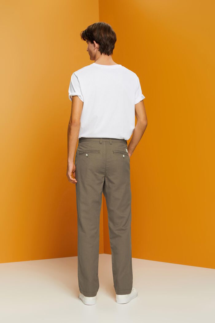 Pantaloni in misto cotone e lino, DUSTY GREEN, detail image number 4