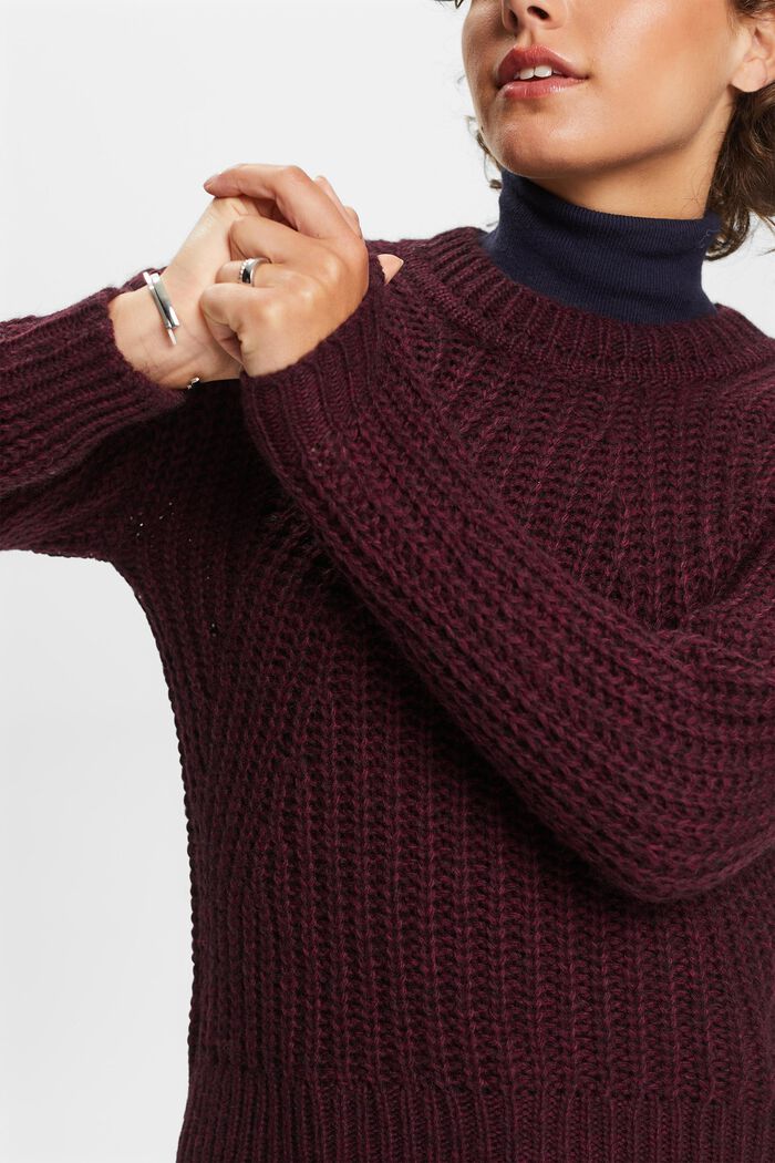 Pullover in maglia a coste, AUBERGINE, detail image number 2