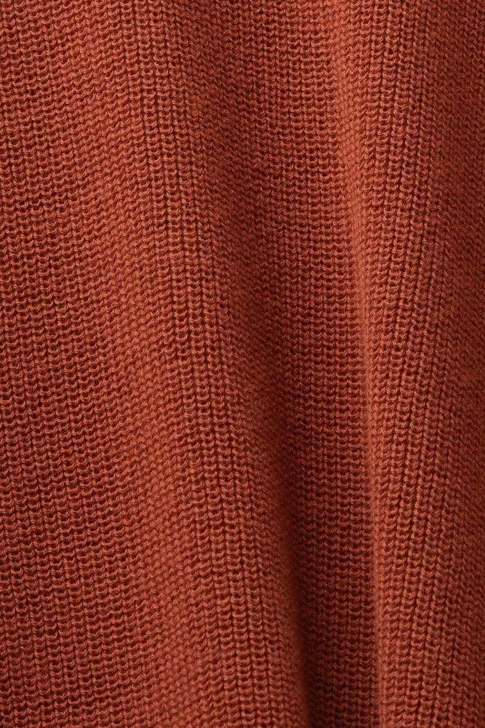 Pullover dolcevita con maniche a pipistrello in maglia a coste, TERRACOTTA, detail image number 4