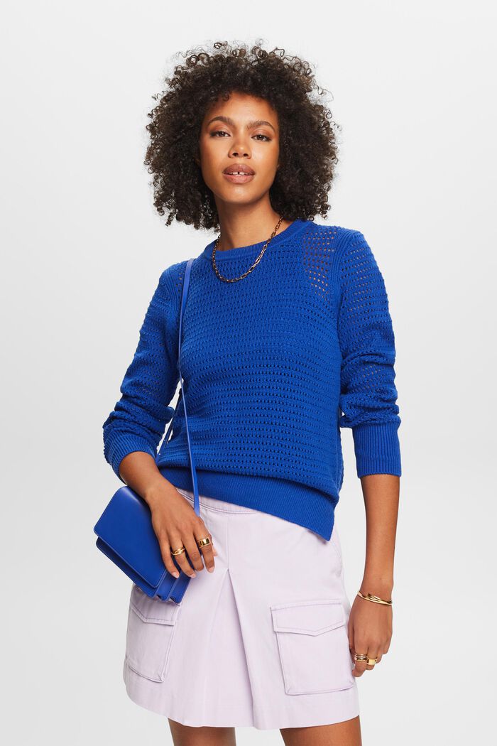 Pullover in mesh, BRIGHT BLUE, detail image number 0