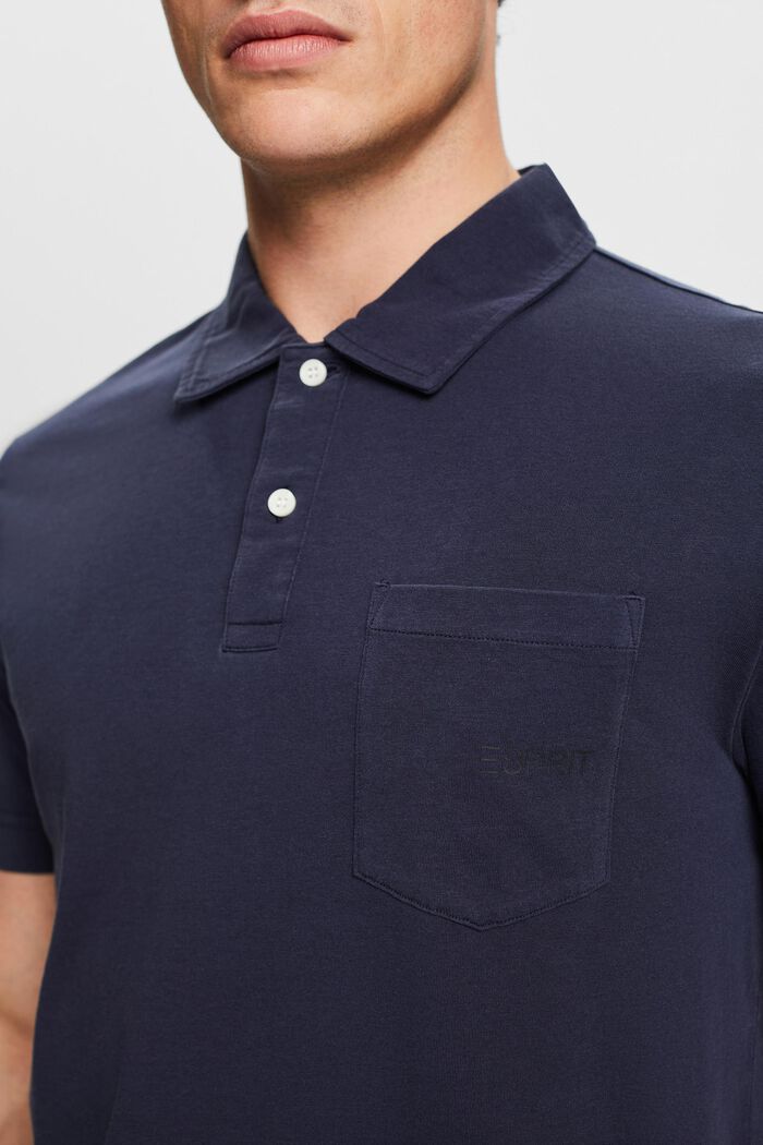 Polo in cotone con logo, NAVY, detail image number 3
