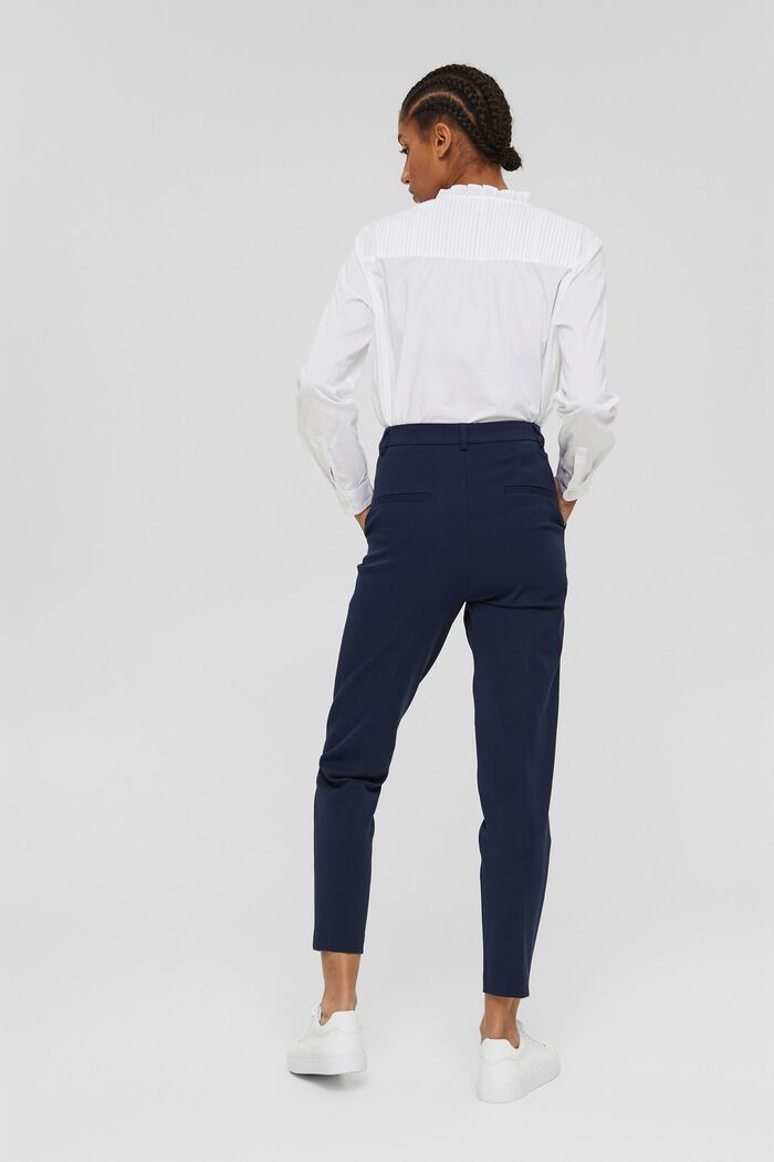 Pantaloni stretch in misto cotone, NAVY, detail image number 3