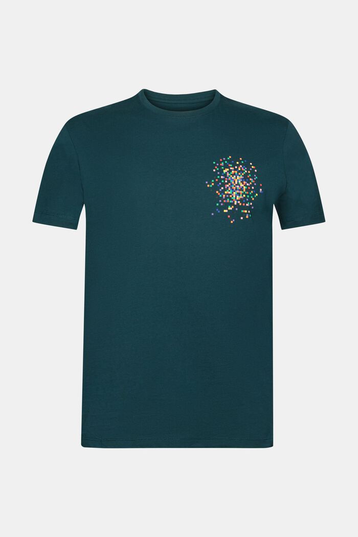 T-shirt con stampa sul petto, DARK TEAL GREEN, detail image number 6