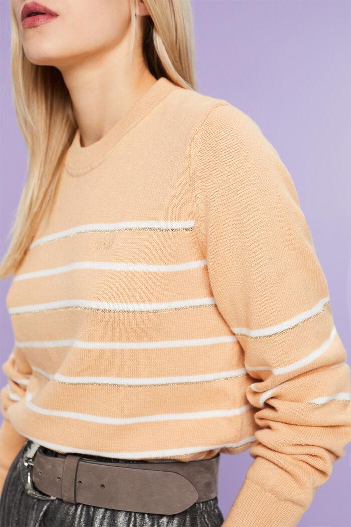 Pullover in maglia a righe con cashmere, BEIGE, detail image number 2