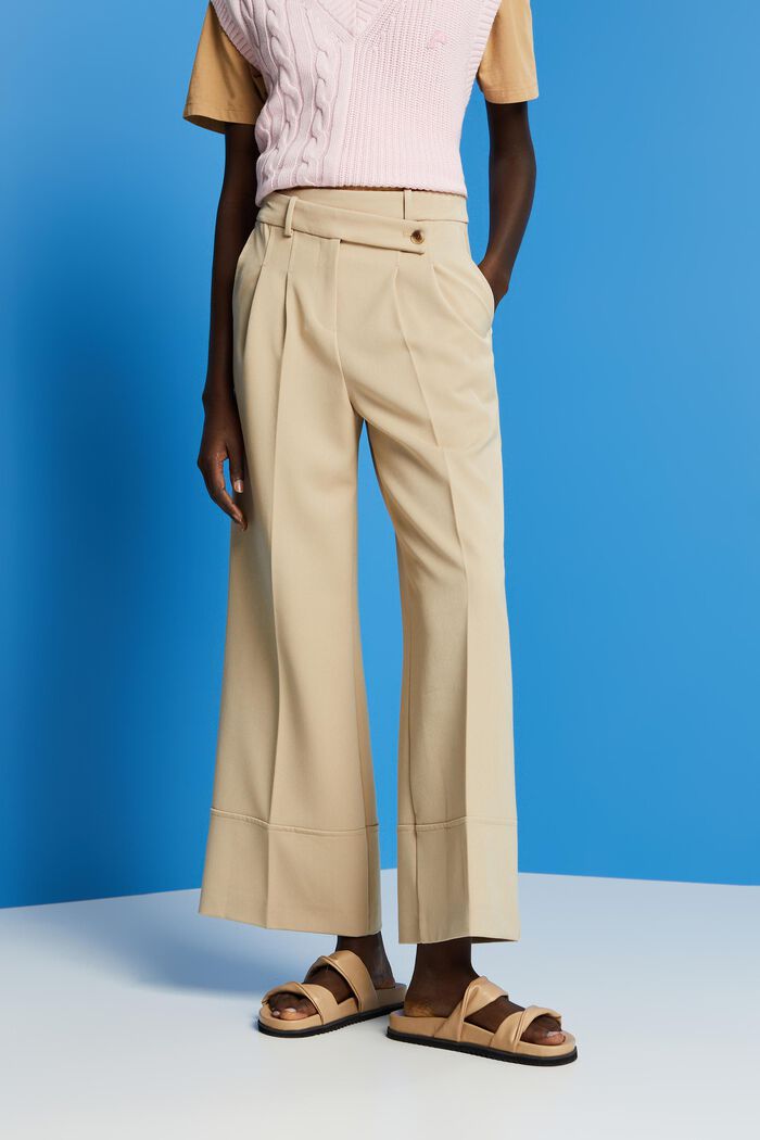 Pantaloni culotte in misto viscosa, SAND, detail image number 0
