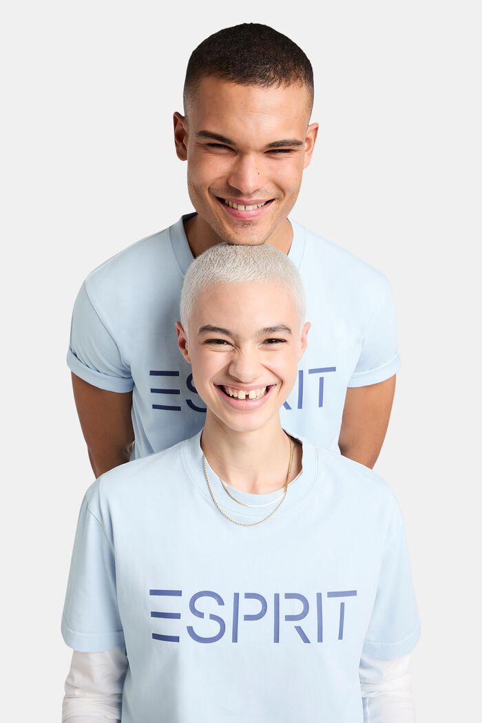 T-shirt unisex in jersey di cotone con logo, PASTEL BLUE, detail image number 0