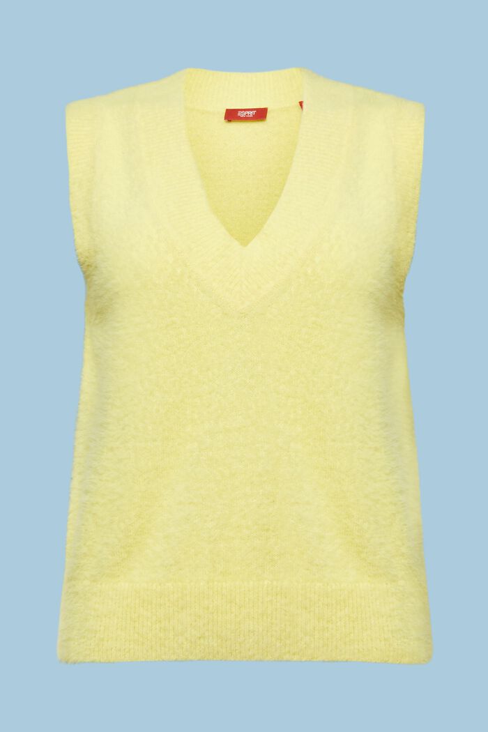Gilet con scollo a V in misto lana, PASTEL YELLOW, detail image number 6