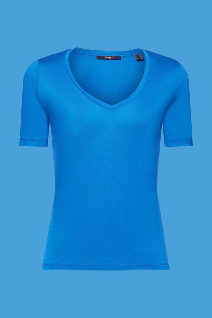 T-shirt con scollo a V, TENCEL™, BRIGHT BLUE, detail image number 7