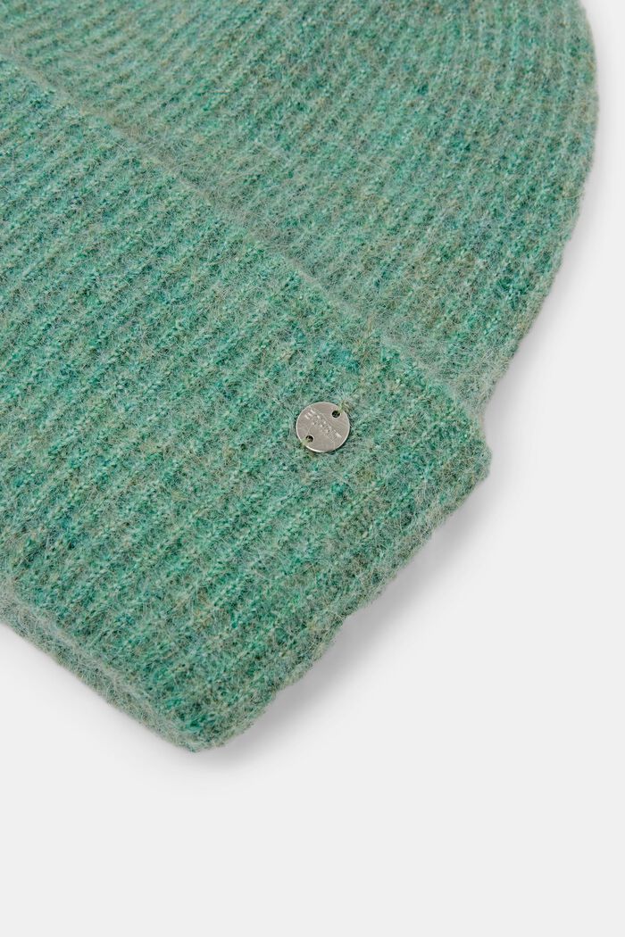 Berretto in maglia a coste in misto lana, GREEN, detail image number 1