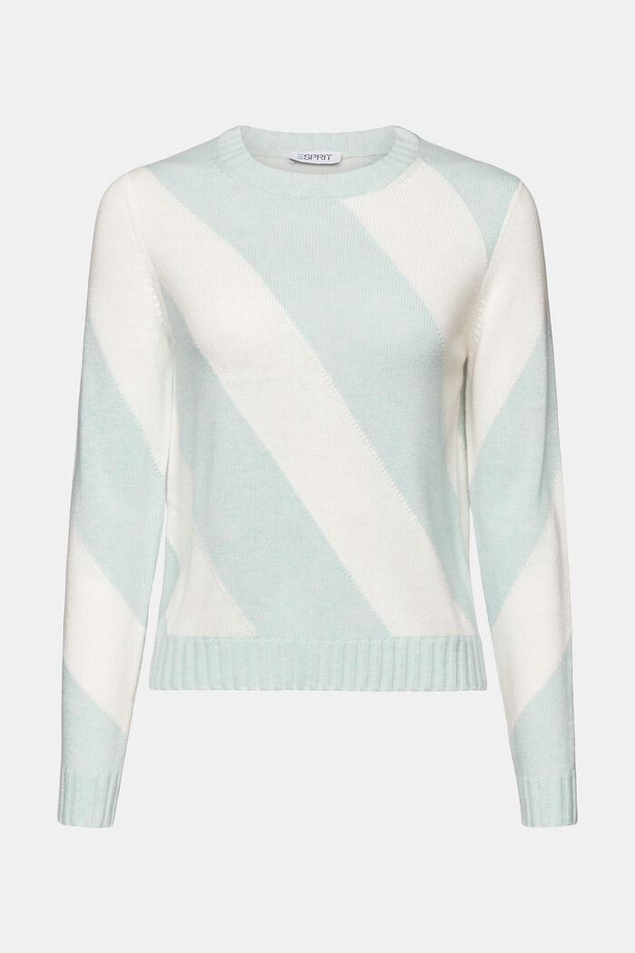 Pullover jacquard a righe, LIGHT AQUA GREEN, detail image number 5