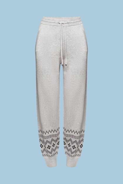 Pantaloni in maglia di misto lana e cashmere con motivo norvegese