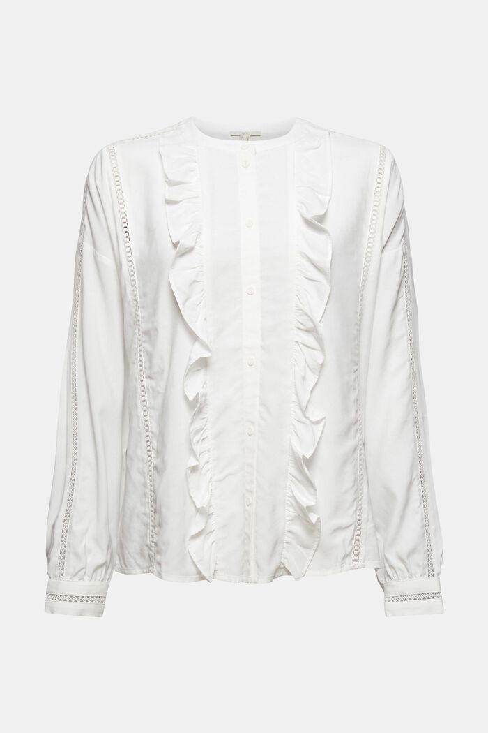Blusa con ruches, LENZING™ ECOVERO™, OFF WHITE, overview