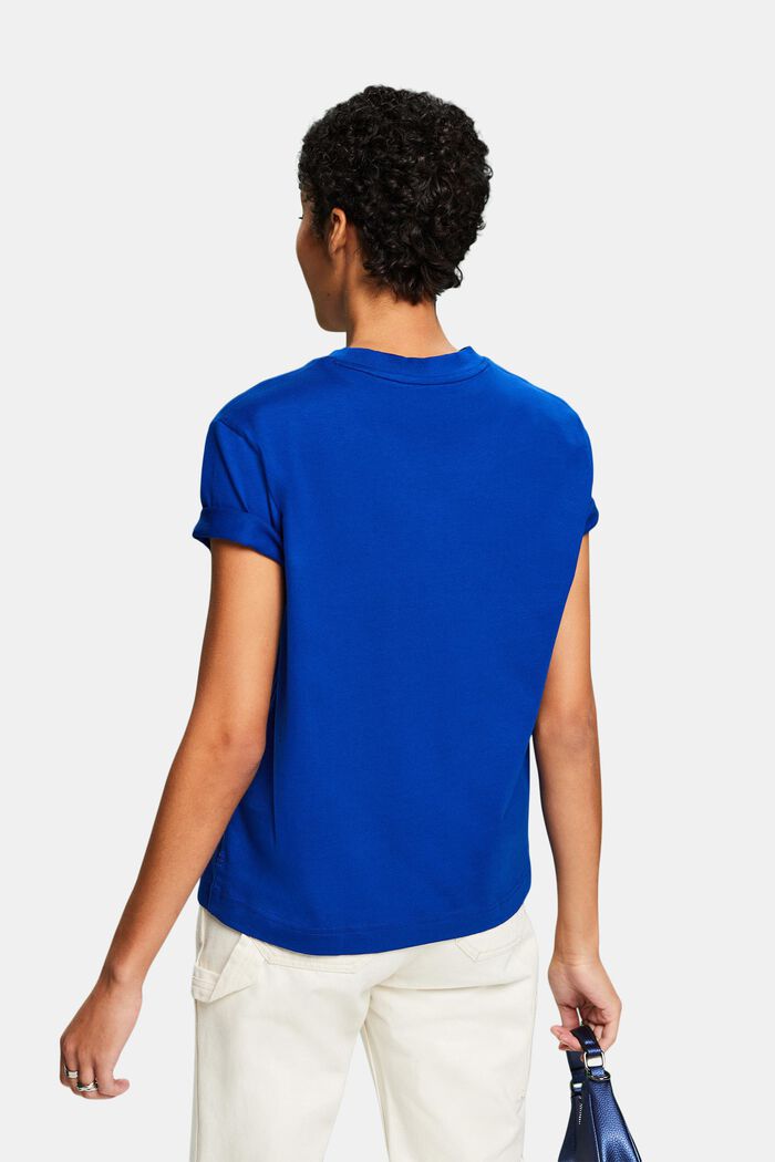 Maglietta in cotone Pima con girocollo, BRIGHT BLUE, detail image number 2