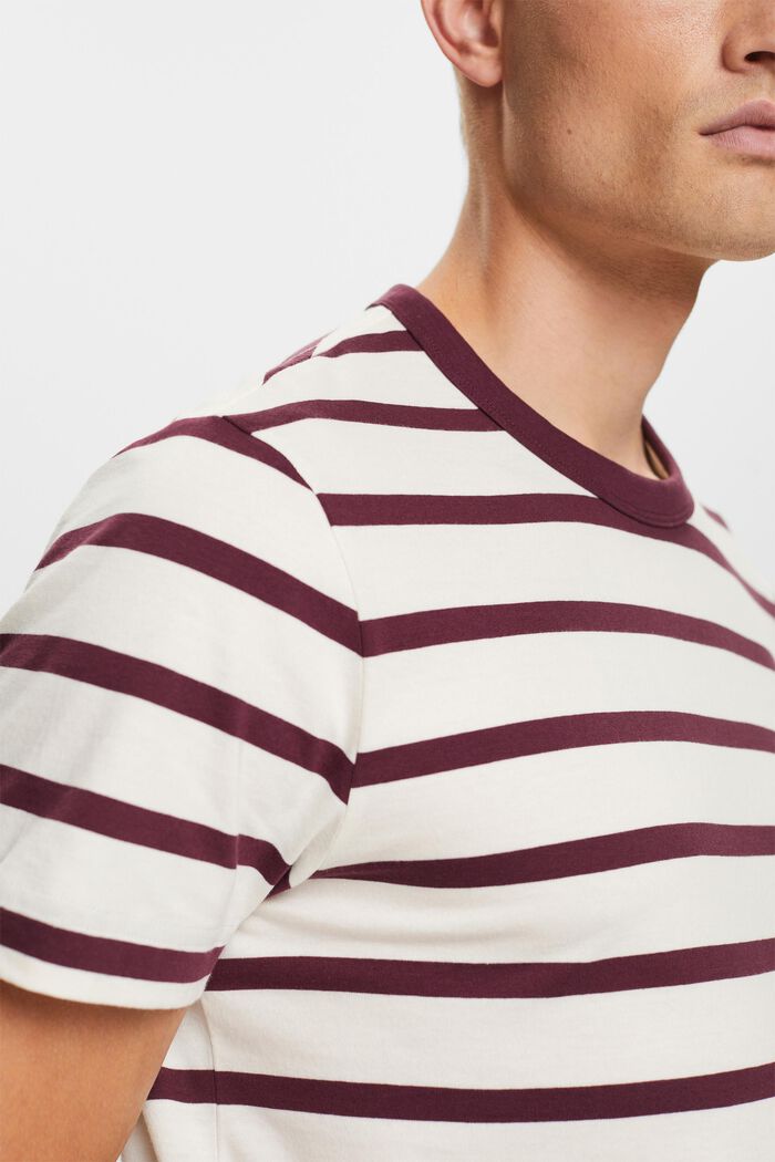 T-shirt a righe in jersey di cotone, AUBERGINE, detail image number 2
