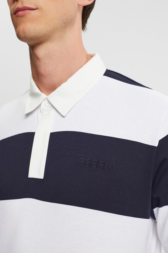 Polo a maniche lunghe con righe, NAVY, detail image number 2