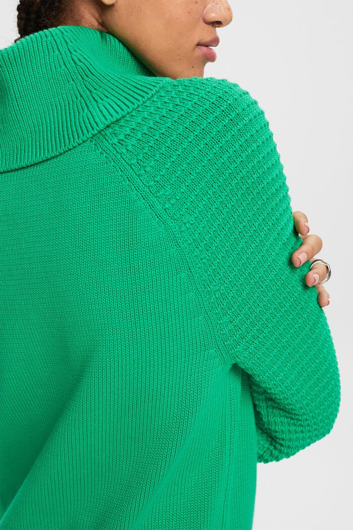 Pullover dolcevita in cotone, GREEN, detail image number 1